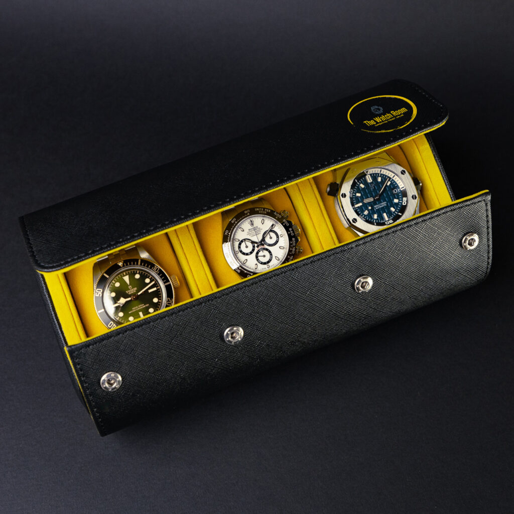 Triple saffiano leather watch roll